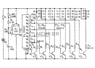 555 electronic circuit diagram of a Christmas tree