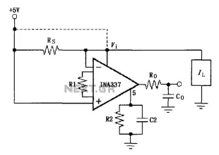 INA337 high-end configuration of the load current measurement shunt circuit diagram