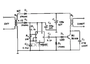 Neon high-voltage power supply circuit diagram
