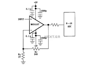Noninverting gain circuit diagram by the MAX4107