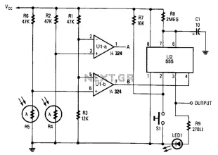 Monostable circuit diagram of a light control