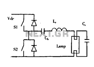 A simplified circuit diagram of an electronic ballast