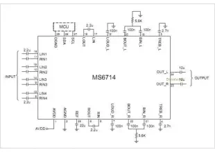 MS6714 4 Stereo Inputs And 1 Stereo Output Volume Tone Balance Loudness And Selectable Input Gain