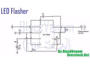 555 Timer LED Flasher Circuit