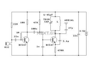 3-5Volt FM transmitter circuit use two BC547