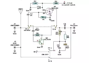 VHF UHF HF active antenna electronic circuit project with explanation