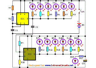 Bicycle Back Safety Light Circuit Schematic