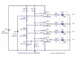 LED Volt Meter Circuit LM324