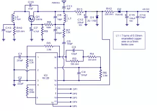 5 channel radio remote control circuit based of TX-2B / RX- 2B pair
