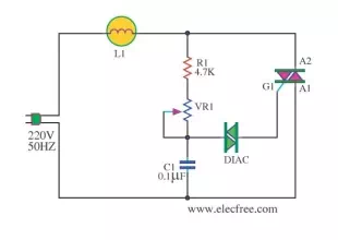 AC lights dimmer with triac