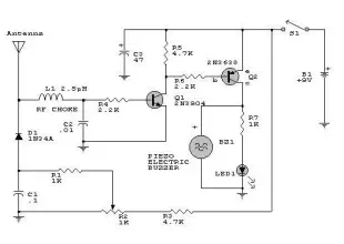 RF detector electronic project circuit design using 2N2222 transistors