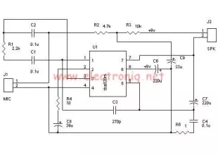 TBA820M high gain audio amplifier circuit design electronic project