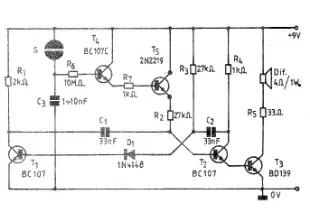 Simple Electronic bell circuit using transistors