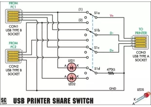 USB Printer Share Switch Circuit Project