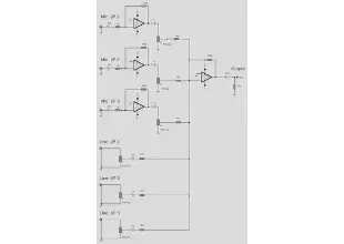 op amp 6 line audio mixer circuit