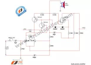 Simple home audio power amplifier circuit schematic