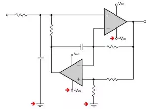 Single Supply Active Filter with Virtual Ground