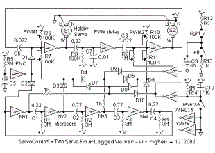 Servocore 2-motor walker circuit