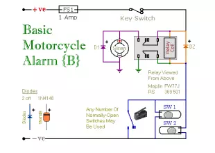 Two Relay-Based Motorcycle Alarm Circuits