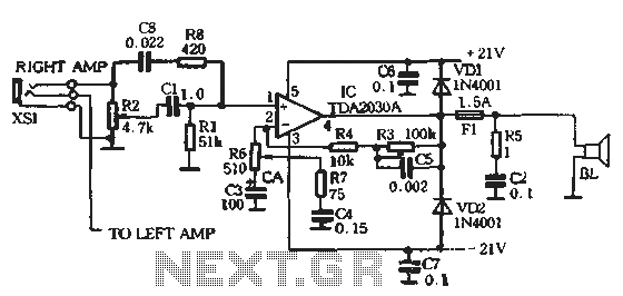 Dual 25W stereo audio power amplifier circuit