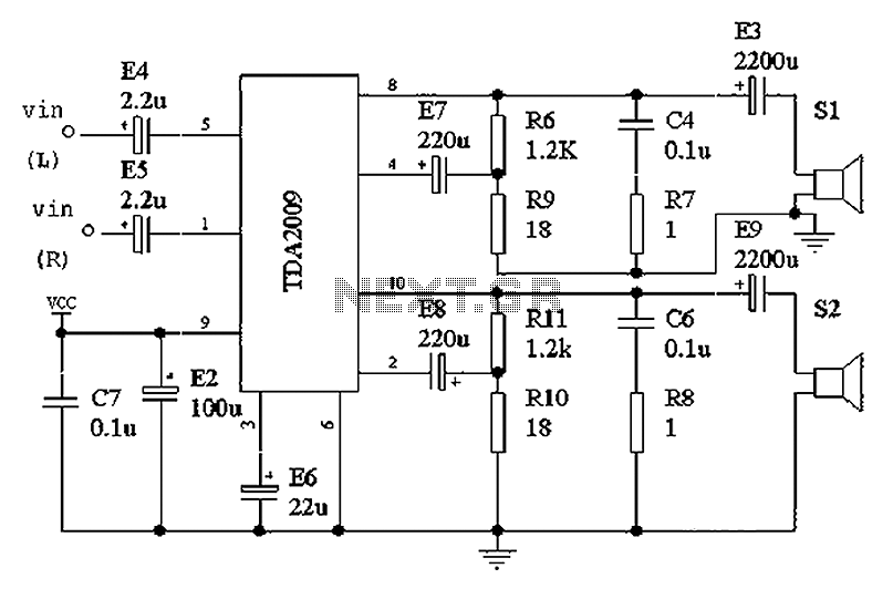 TDA2009 single power amplifier circuit diagram under Audio ...