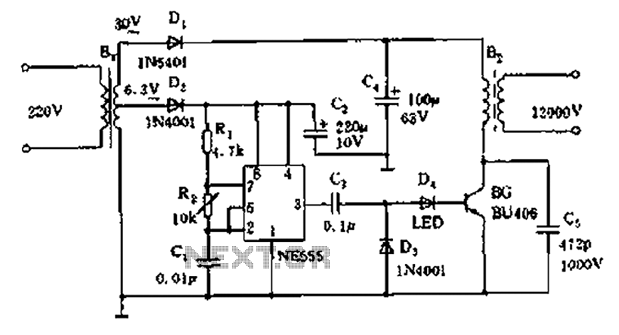 Neon high-voltage power supply circuit diagram under High ...