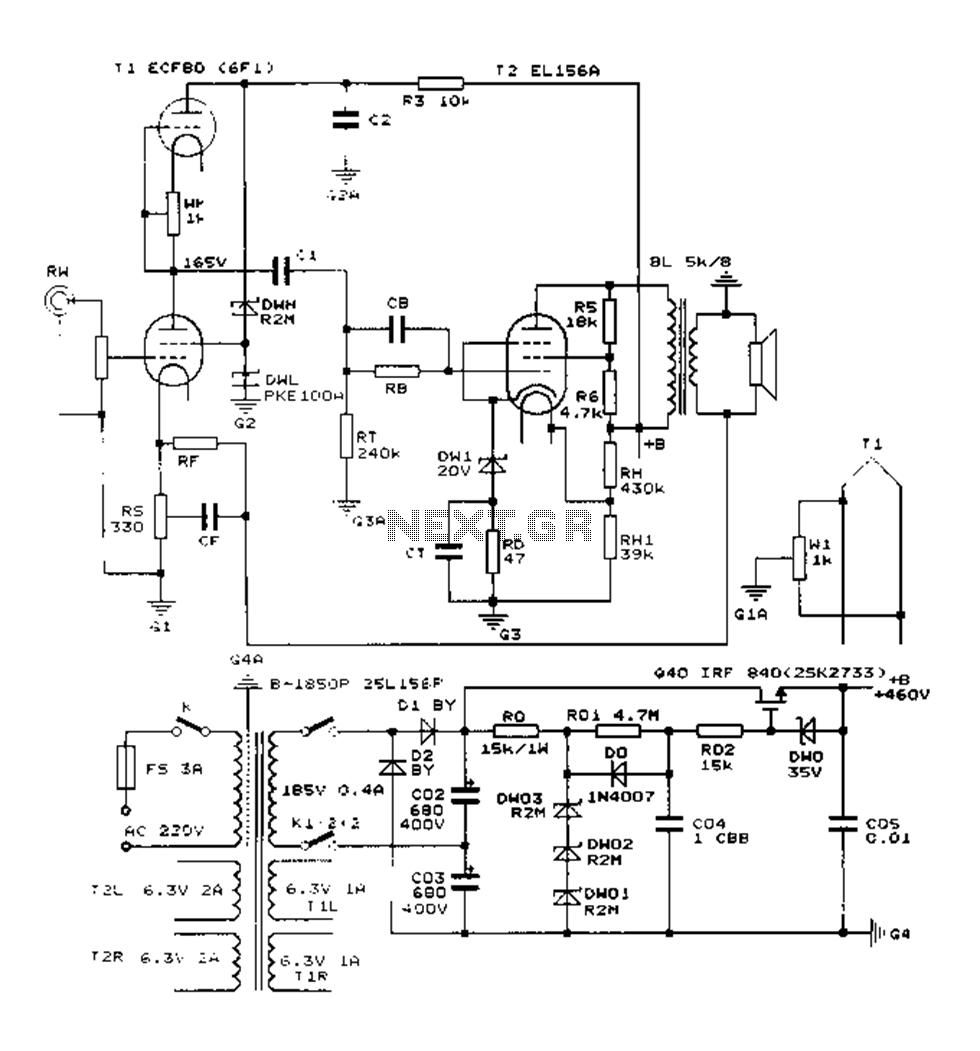 Construction 25W single-ended Class A tube amp circuit ...