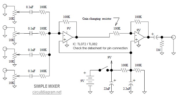 simple mixer schematic under Repository-circuits -23327 ...