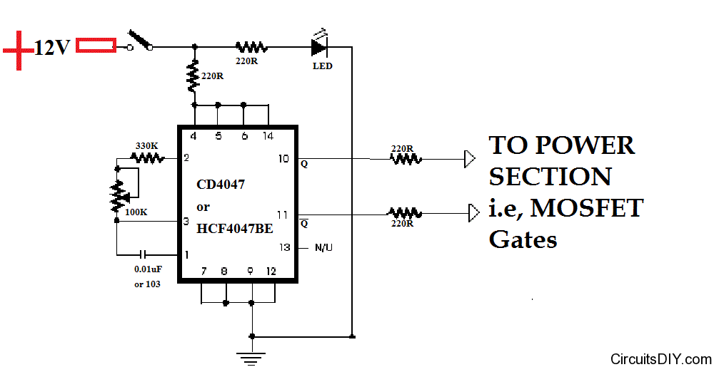 U0026gt  Circuits  U0026gt  Cd4047 Based Squarewave Inverter Oscillator
