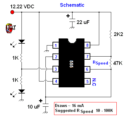 immunisering lige spiller Simple Astable 555 Timer IC Flasher under Repository-circuits -24566- :  Next.gr