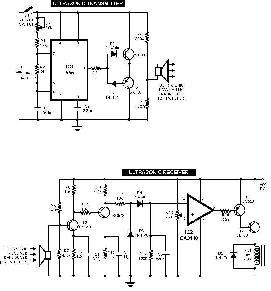 2 Channel Infrared (IR) Transmitter/Receiver Circuit | circuits transmitter receiver