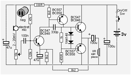 Mini Audio Amplifier Circuit Schematic Diagram BC547 ...