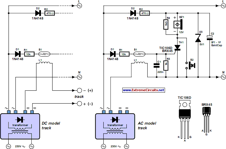 model railway short circuit beeper circuit diagram