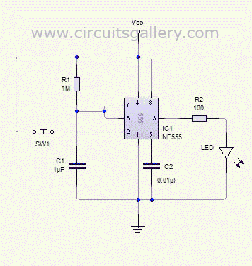 Monostable 555 Multivibrator Working Principle and Circuit diagram with  Animation under Repository-circuits -36878- : 