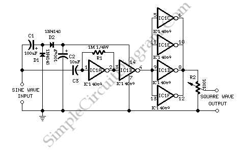 sine square wave converter circuit powered self circuits 4069 oscillator ic diagram schematic convert signal chip 2009 gr power next