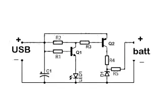 USB powered battery charger circuit