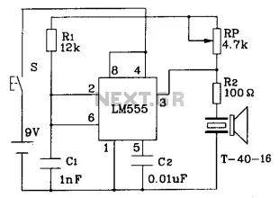 555 constitute an ultrasonic transmitter circuit diagram