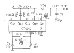 Cheap precision digital clock time base oscillation circuit
