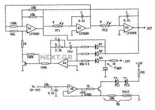 Broadband sine wave voltage controlled oscillator circuit diagram LF356N