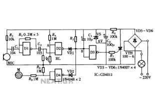 Sound and light control touch delay saving switch integrated circuit diagram