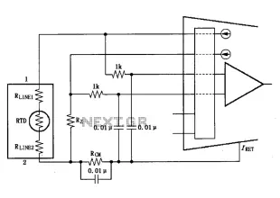 Two-wire RTD connection circuit diagram XTR108