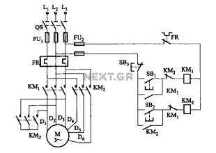 2Y- connection two-speed motor contactor control circuit 2