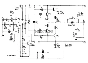Compact 100W power amplifier circuit