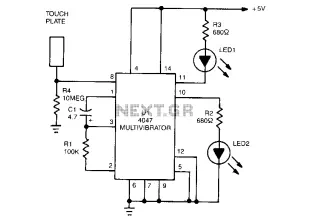Negative-triggered-touch-circuit
