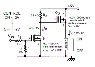 load switches with zero power MOSFETs