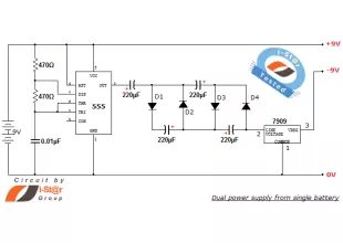 Regulated dual power supply circuit from single battery source