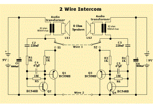 Easy intercom 2 wire circuit