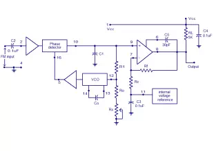 XR2212 PLL FM demodulator Circuit
