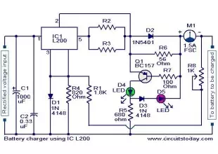 Battery charger circuit using L200