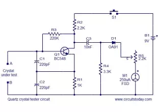 Quartz crystal tester circuit